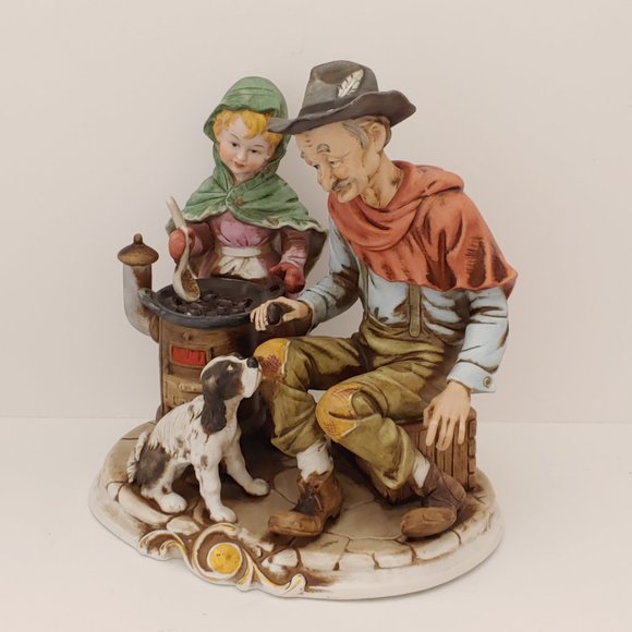 Handgemalt Royal Meridian [Deutsche Noritake] Old Man, Dog, Young Girl Cooking - Picture 2 of 9